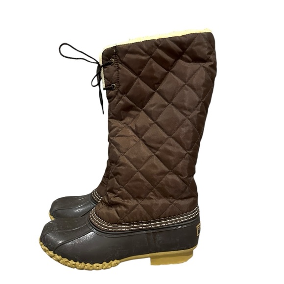Women’s LL Bean Shearling Lined Quilted Snow Duck Boots, Size 6 M. - Picture 3 of 10